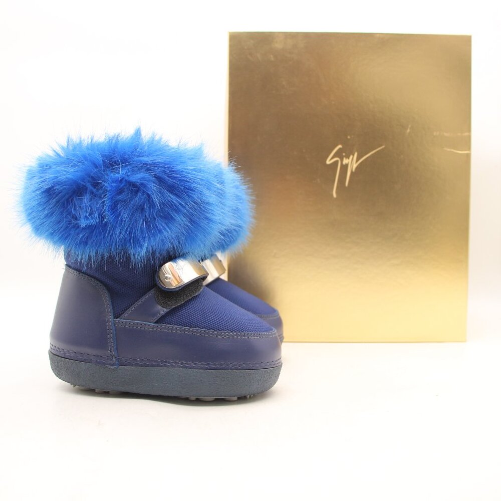 NWB Giuseppe Zanotti Kids Blue Winter Boots Kids EU 23-25 Made in Italy Blue